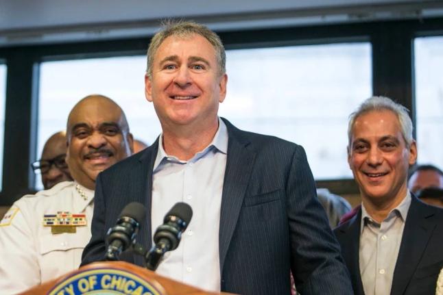 Billionaire Ken Griffin speaks at a news conference in Chicago, USA on April 18, 2018.
