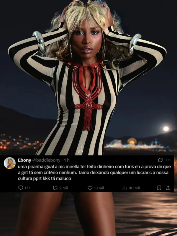 Rapper Ebony detona MC Mirella: "Uma piranha"