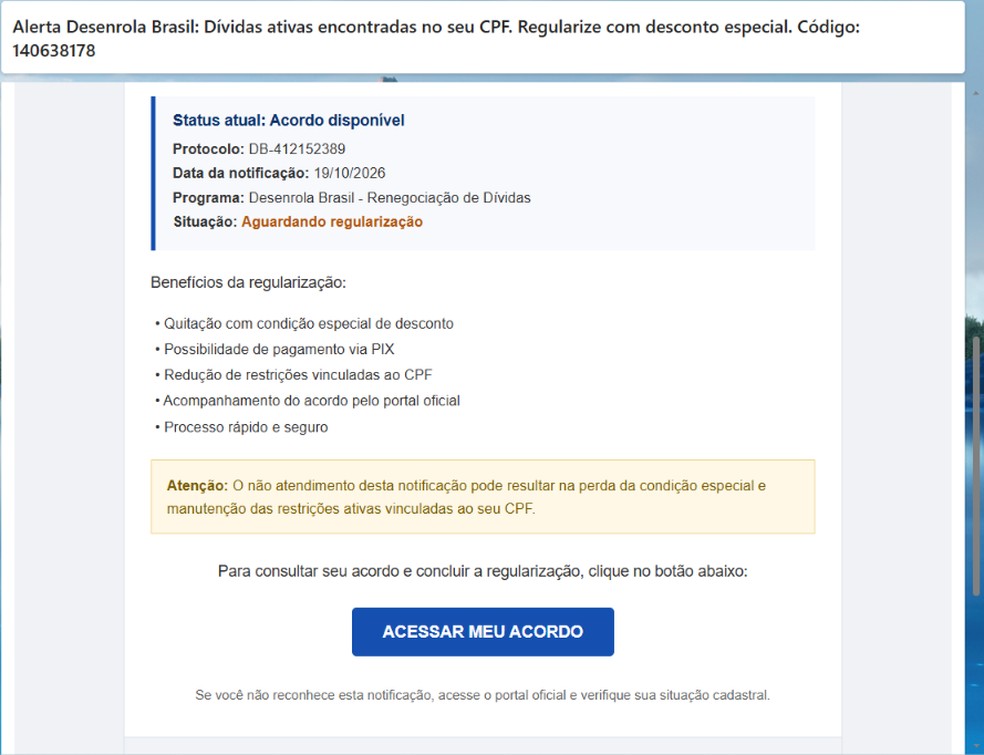 Golpe Desenrola Brasil: saiba identificar e-mails falsos de dívidas