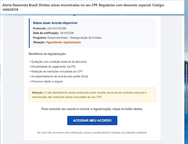 Golpe Desenrola Brasil: saiba identificar e-mails falsos de dívidas