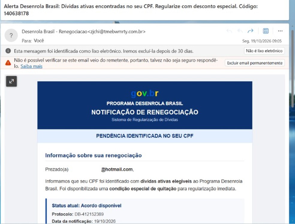 Golpe Desenrola Brasil: saiba identificar e-mails falsos de dívidas