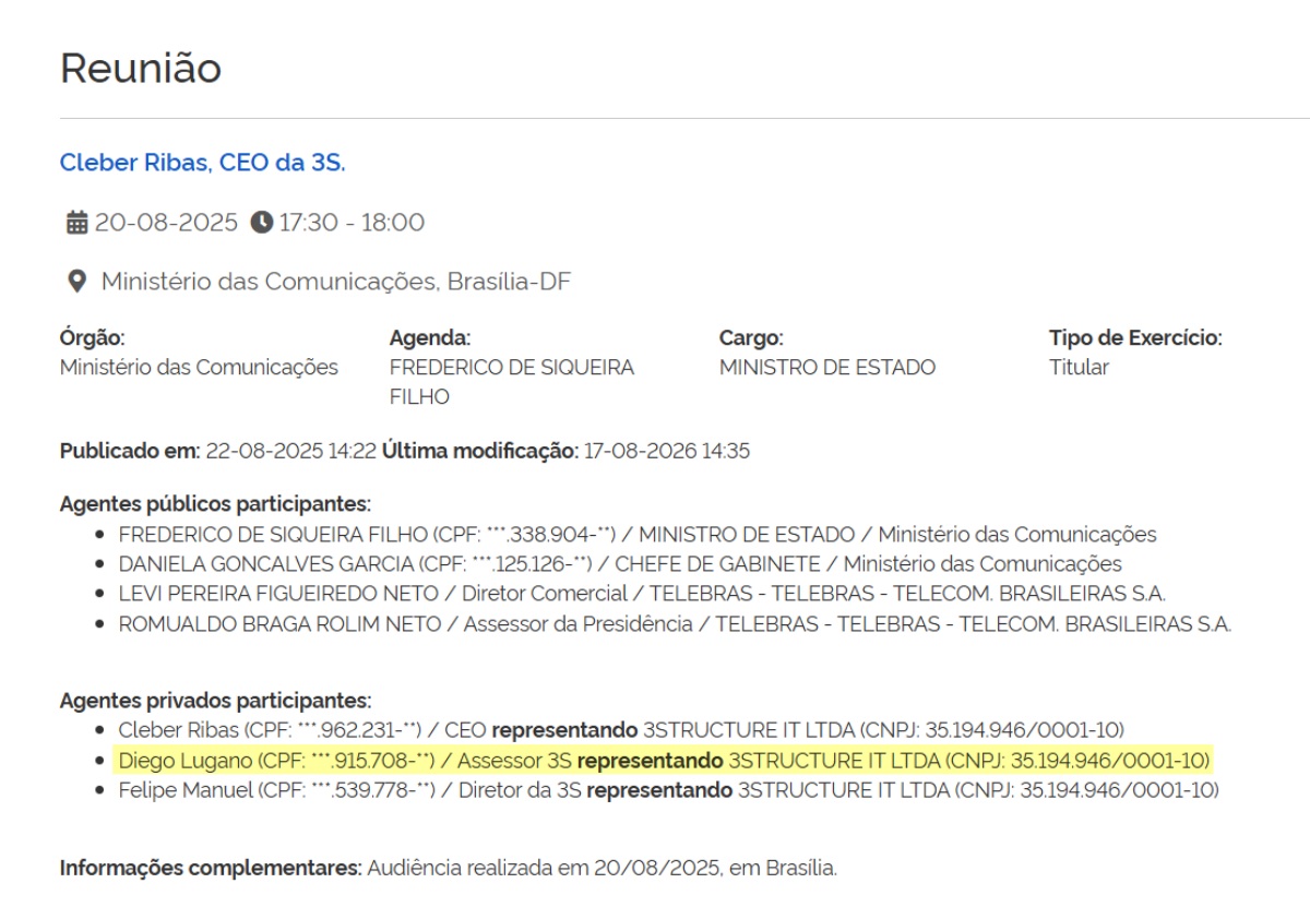 Imagem colorida mostra reunião em que lugano participou | Metrópoles