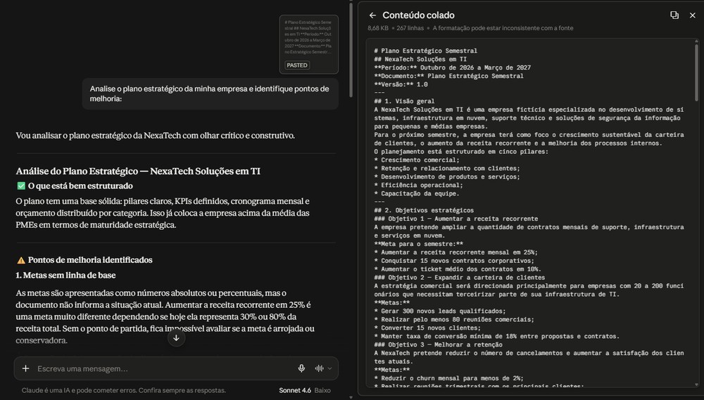 Fornecer à IA um plano estratégico completo, sem nenhuma censura, pode expor metas privadas da empresa — Foto: Reprodução/Gabriel Pereira