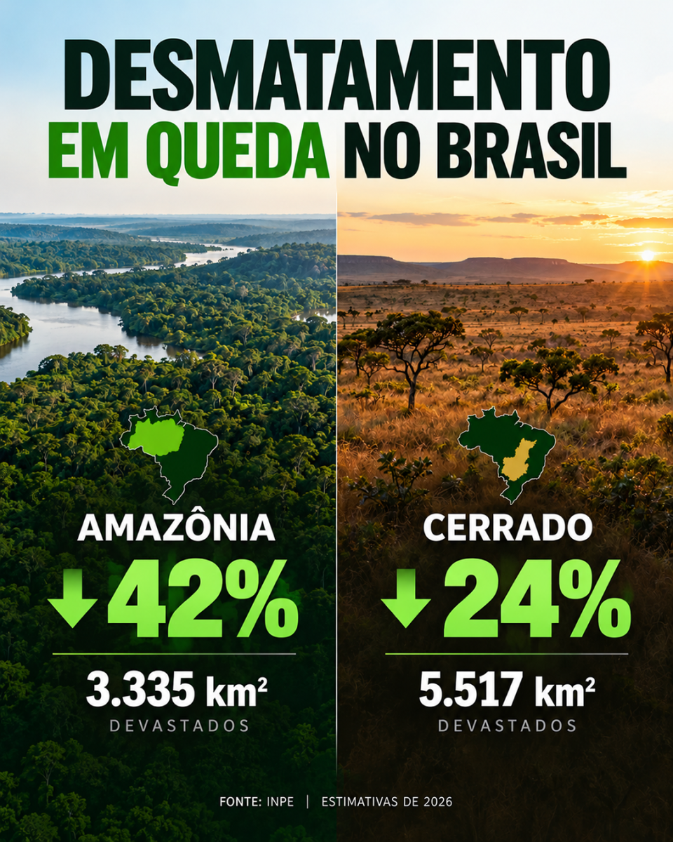 Amazônia bate recorde histórico com menor taxa de desmatamento já registrada